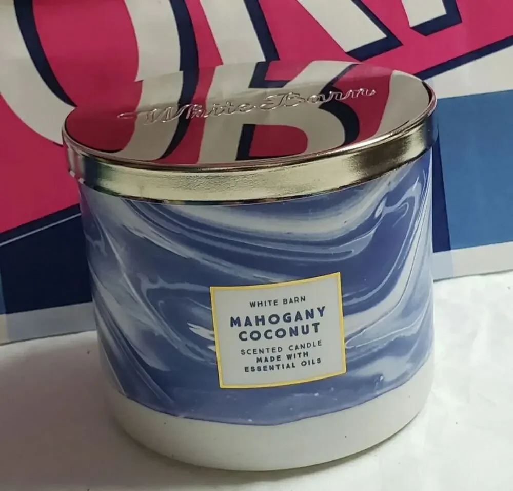 BBW Mahogany Coconut Large 3 Wick Candle Fresh Home Fragrance Decor
